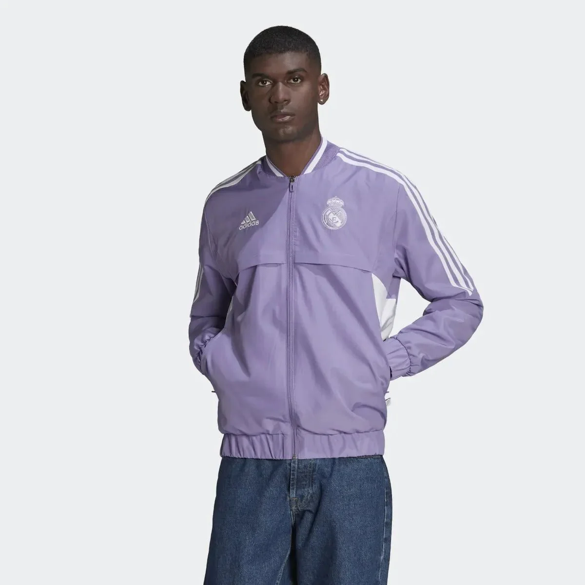 adidas 2022-23 Real Madrid Anthem Jacket - Magic Lilac - Image 2