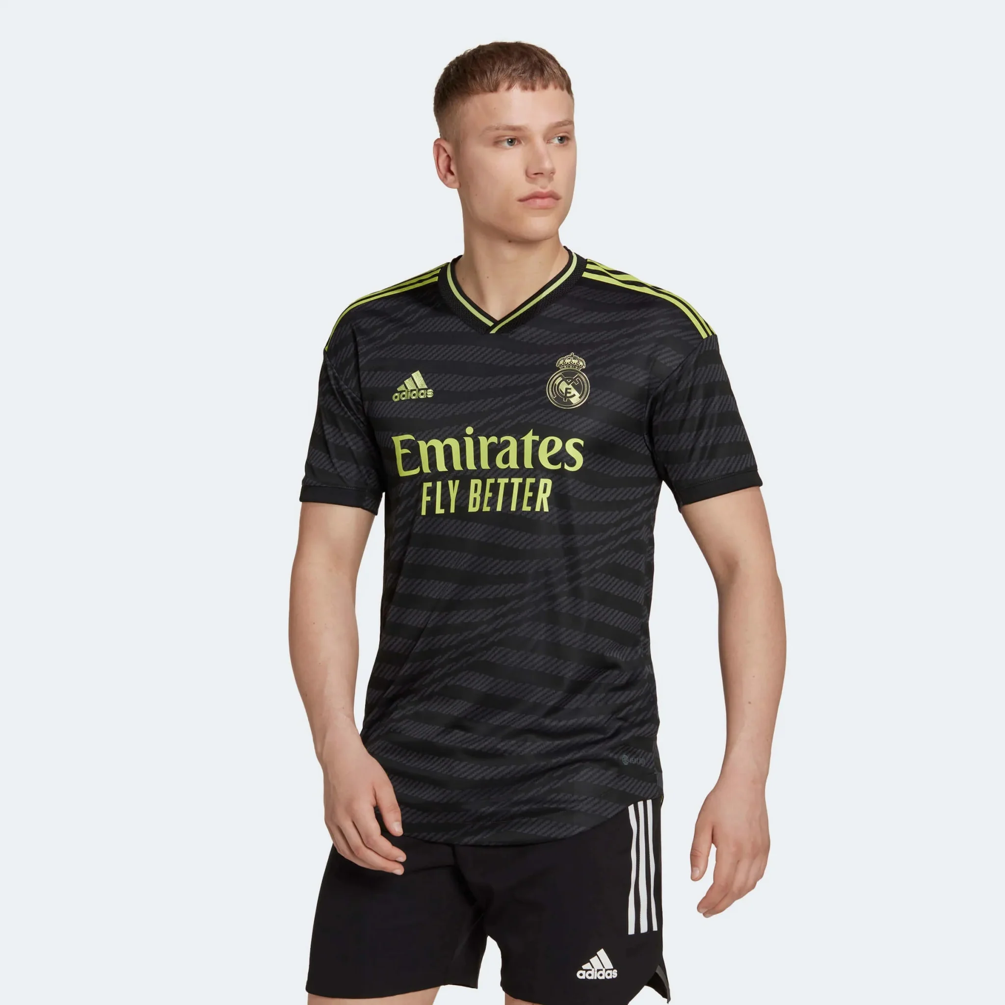 adidas 2022-23 Real Madrid Authentic Third Jersey - Black-Neon - Image 3