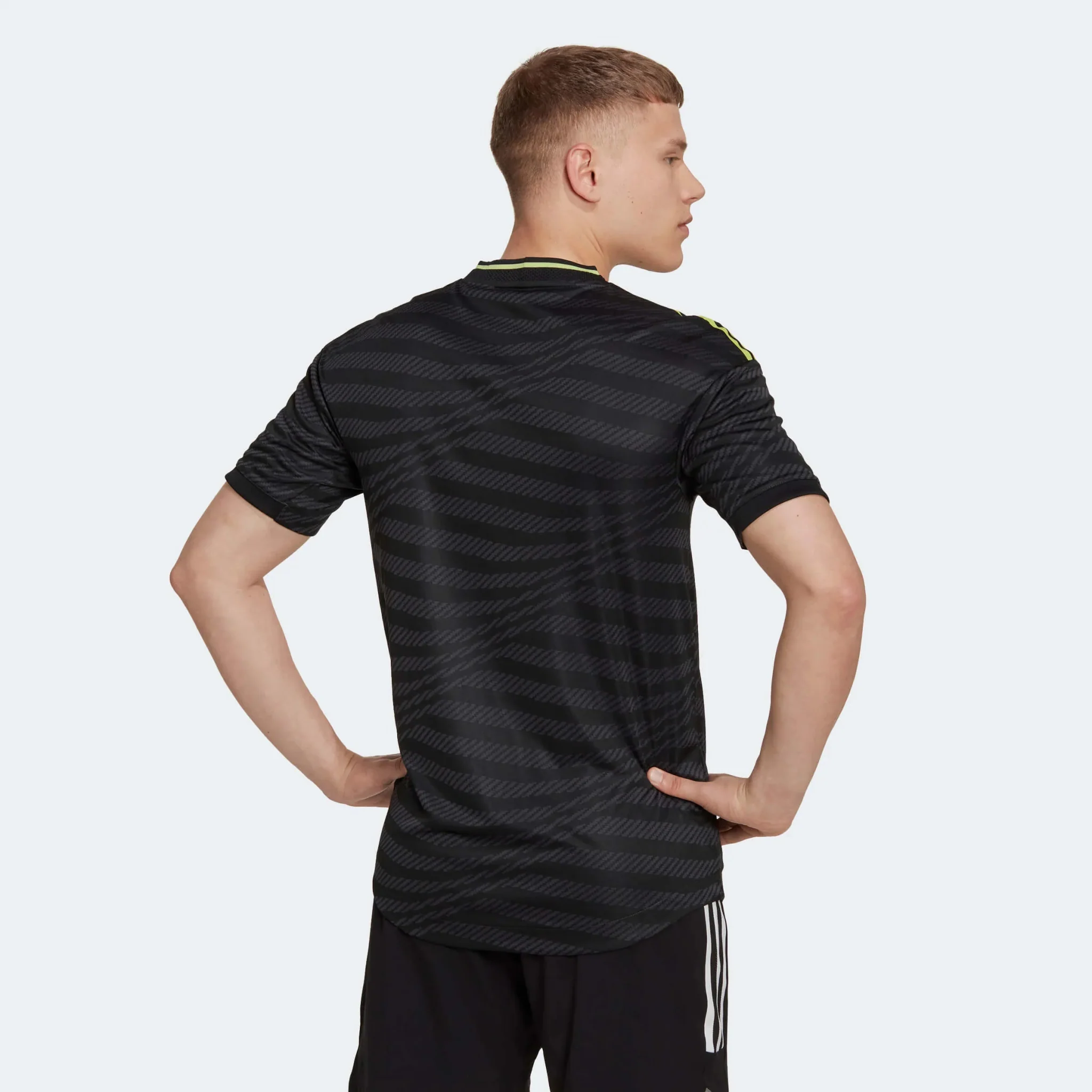 adidas 2022-23 Real Madrid Authentic Third Jersey - Black-Neon - Image 4