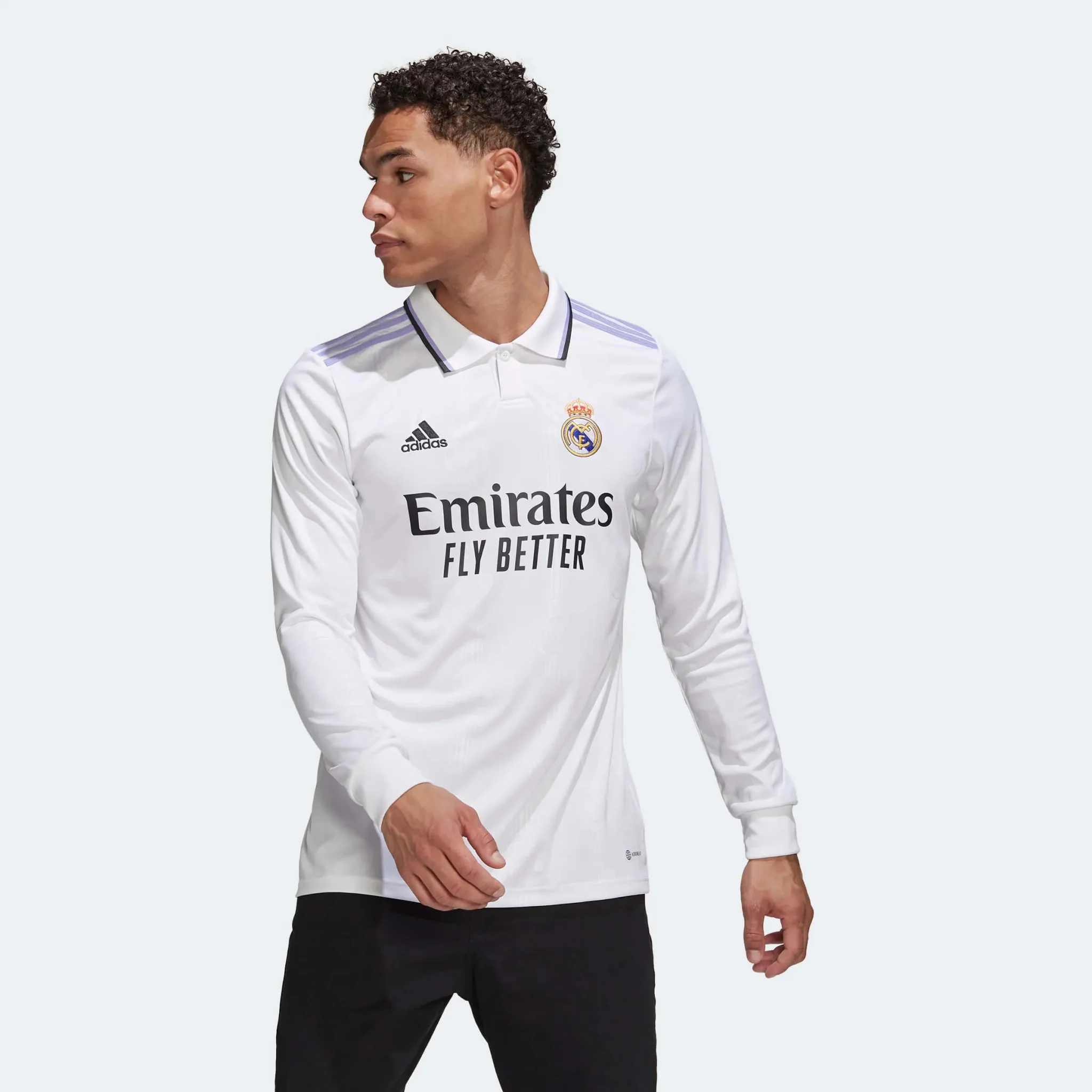 adidas 2022-23 Real Madrid Home Long-Sleeve Jersey - White - Image 3
