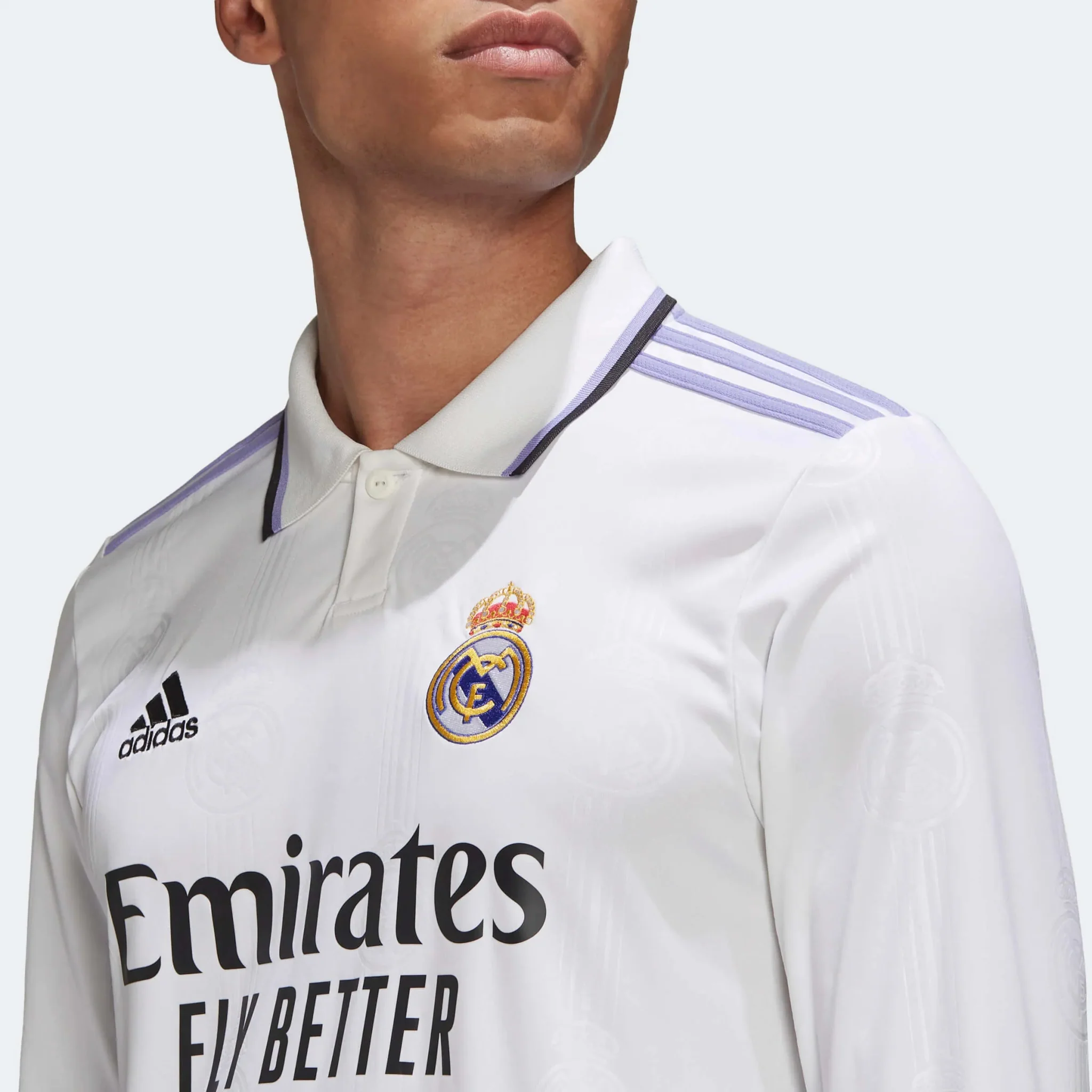 adidas 2022-23 Real Madrid Home Long-Sleeve Jersey - White - Image 5