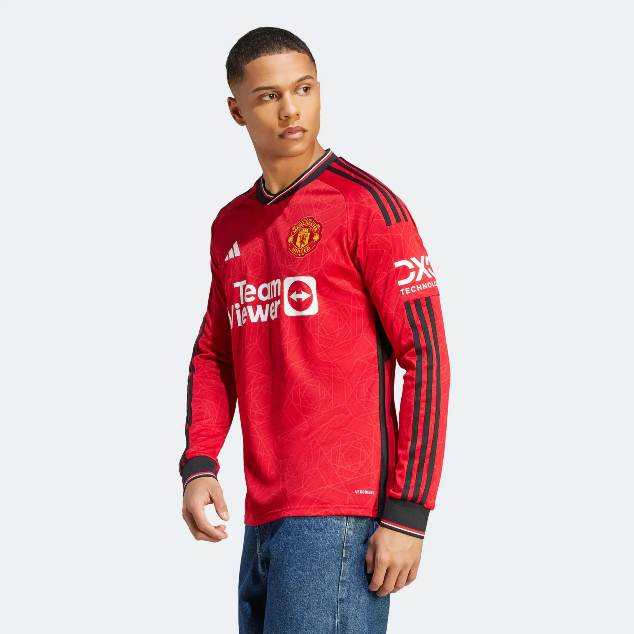 adidas 2023-24 Manchester United Men's Stadium Home Long-Sleeve Jersey - Image 2
