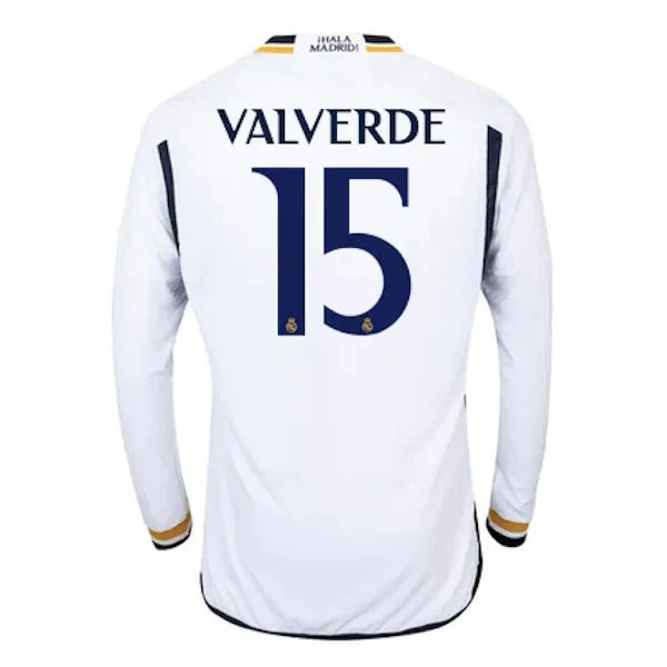 adidas 2023-24 Real Madrid Men's Stadium Home Long-Sleeve Jersey - Image 4