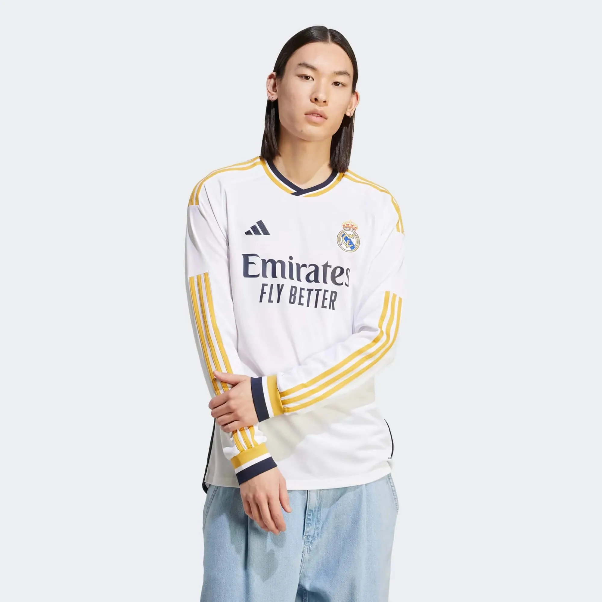 adidas 2023-24 Real Madrid Men's Stadium Home Long-Sleeve Jersey - Image 8
