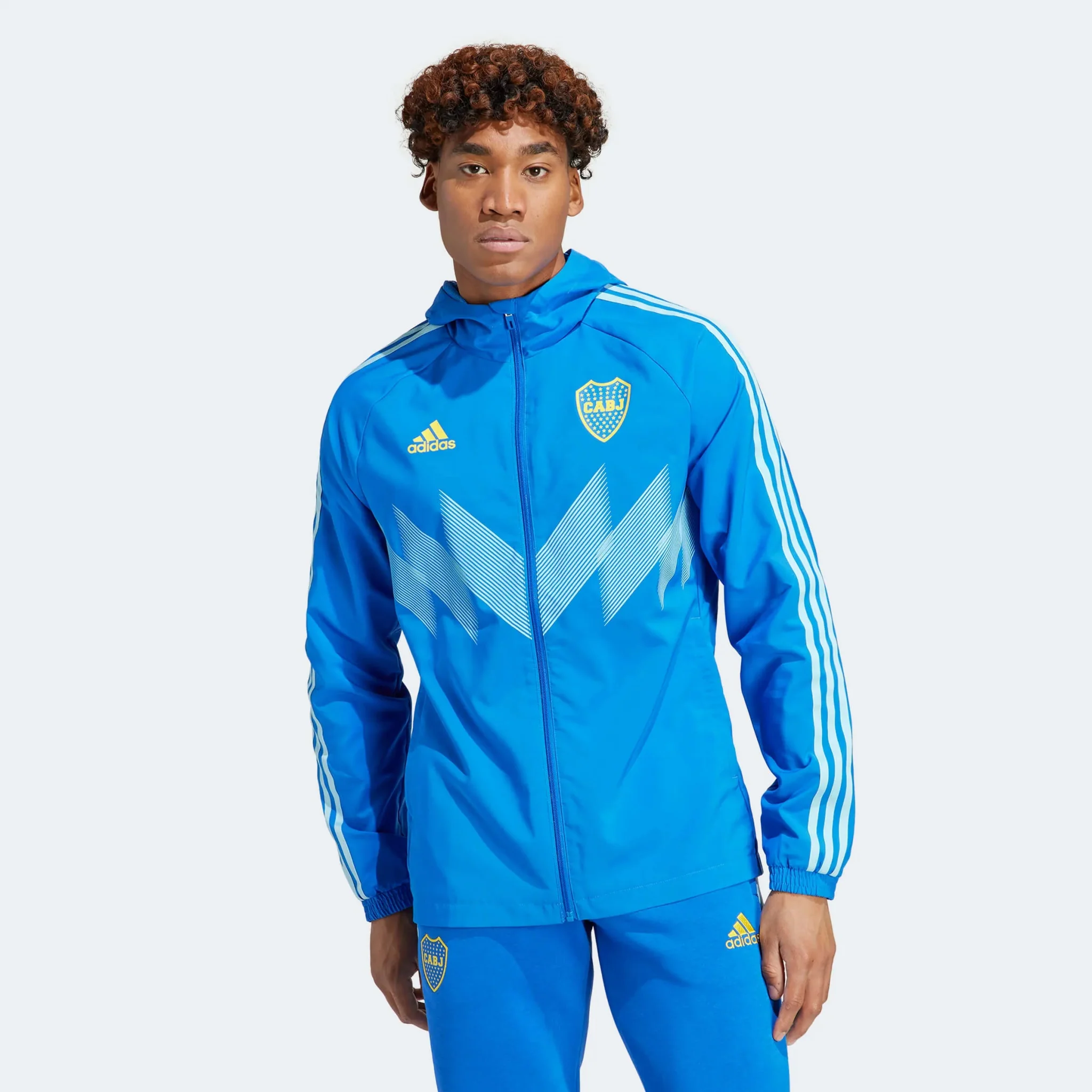 adidas 2023 Boca Juniors Graphic Windbreaker - Blue-Light Blue - Image 2