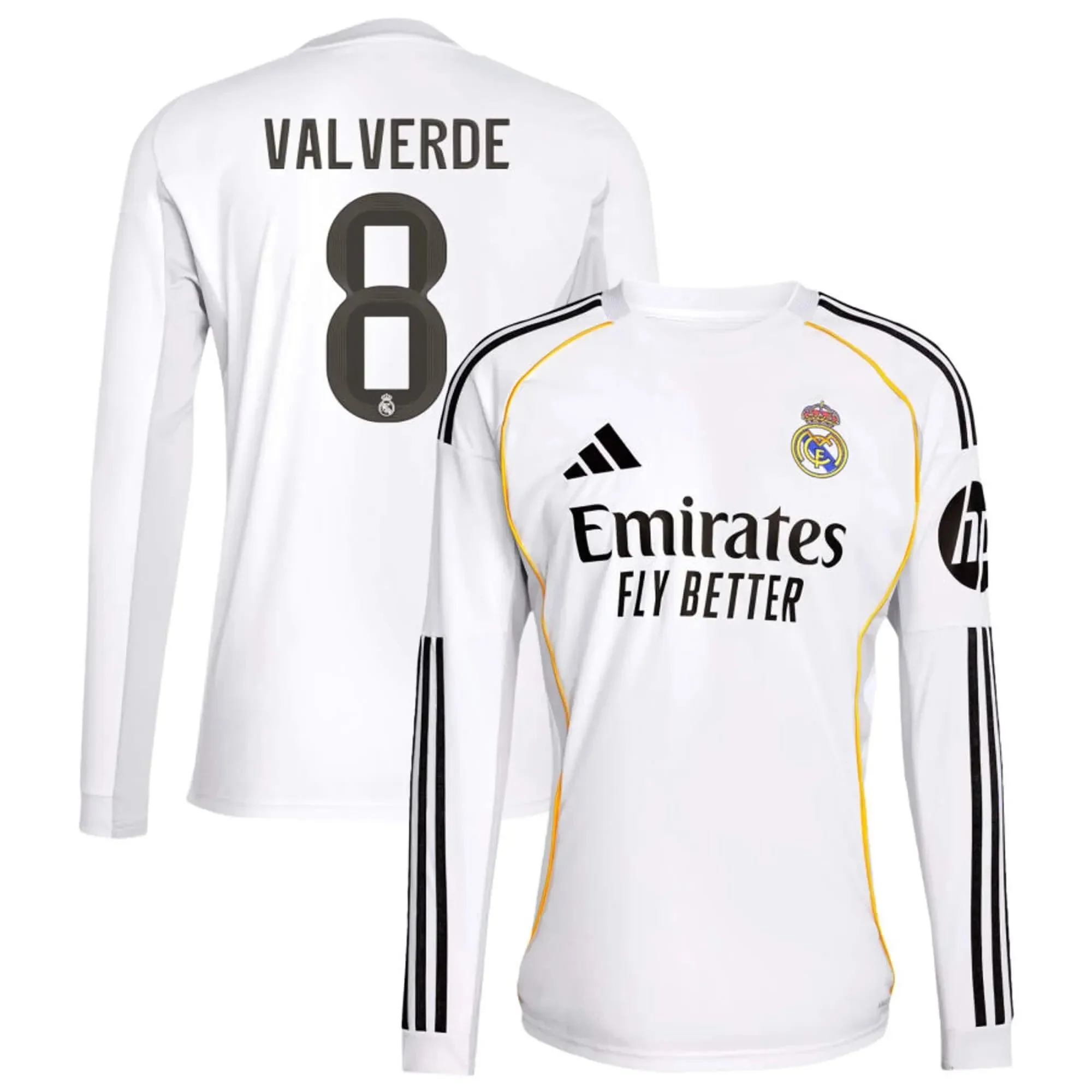 adidas 2025-26 Real Madrid Men's Stadium Home Long-Sleeve Soccer Jersey - Image 7
