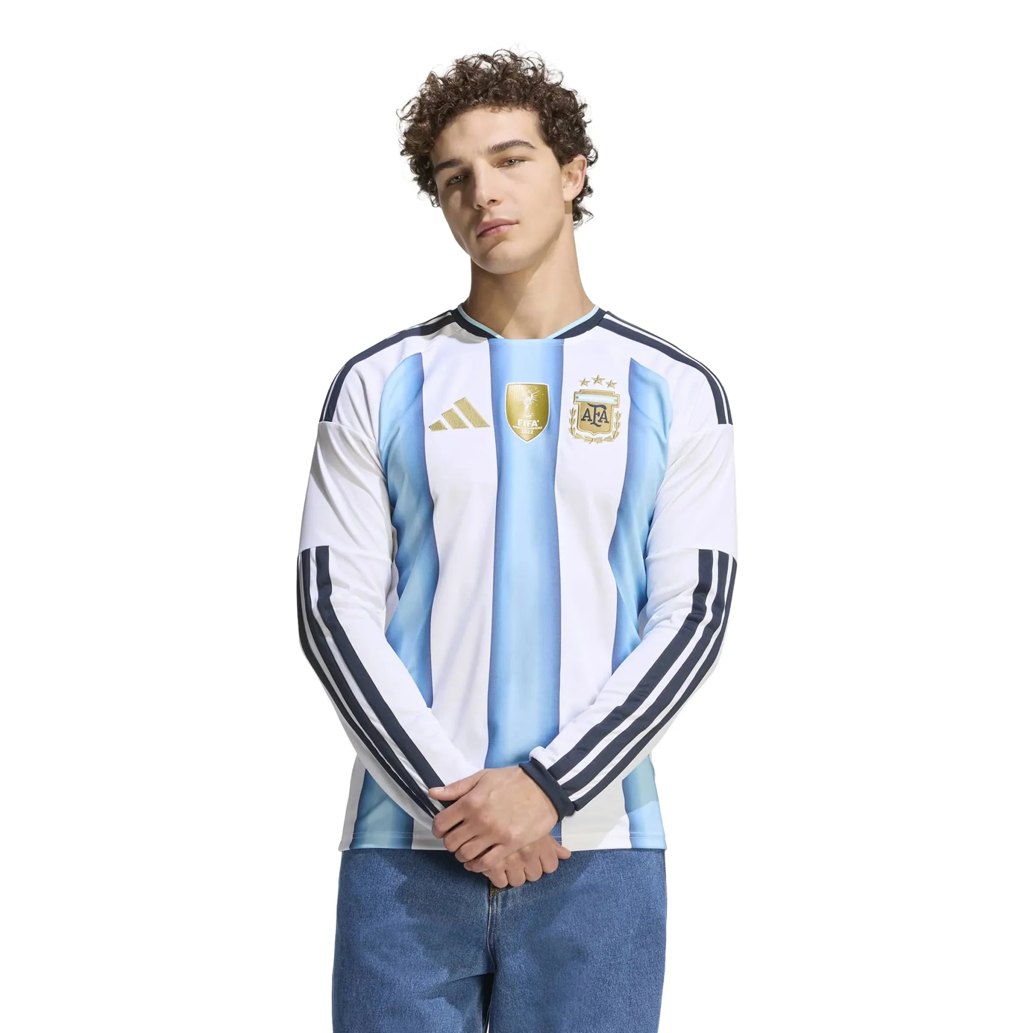 adidas 2026 Argentina Men's Stadium Home Long-Sleeve Soccer Jersey - Image 3