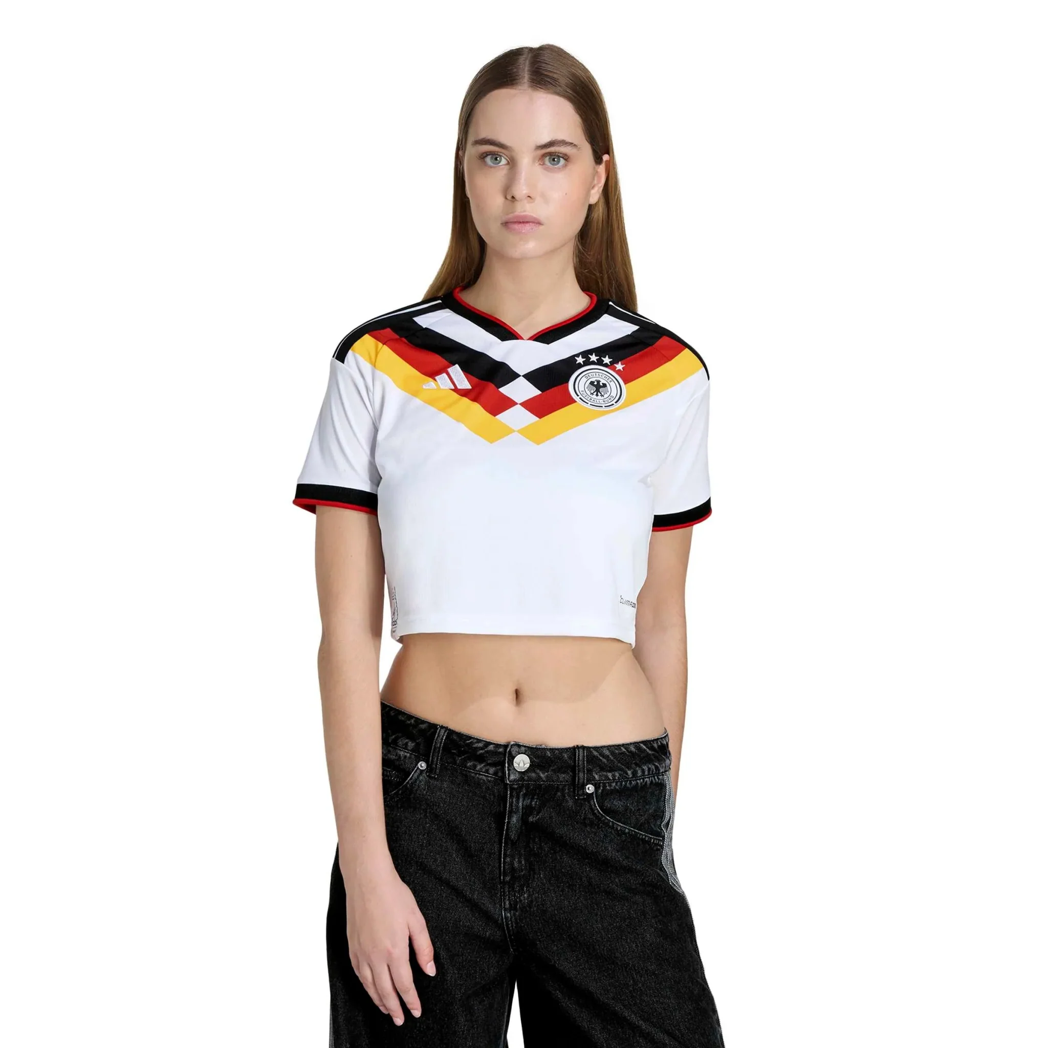 adidas 2026 Germany Women's Stadium Home Cropped Soccer Jersey - Image 3