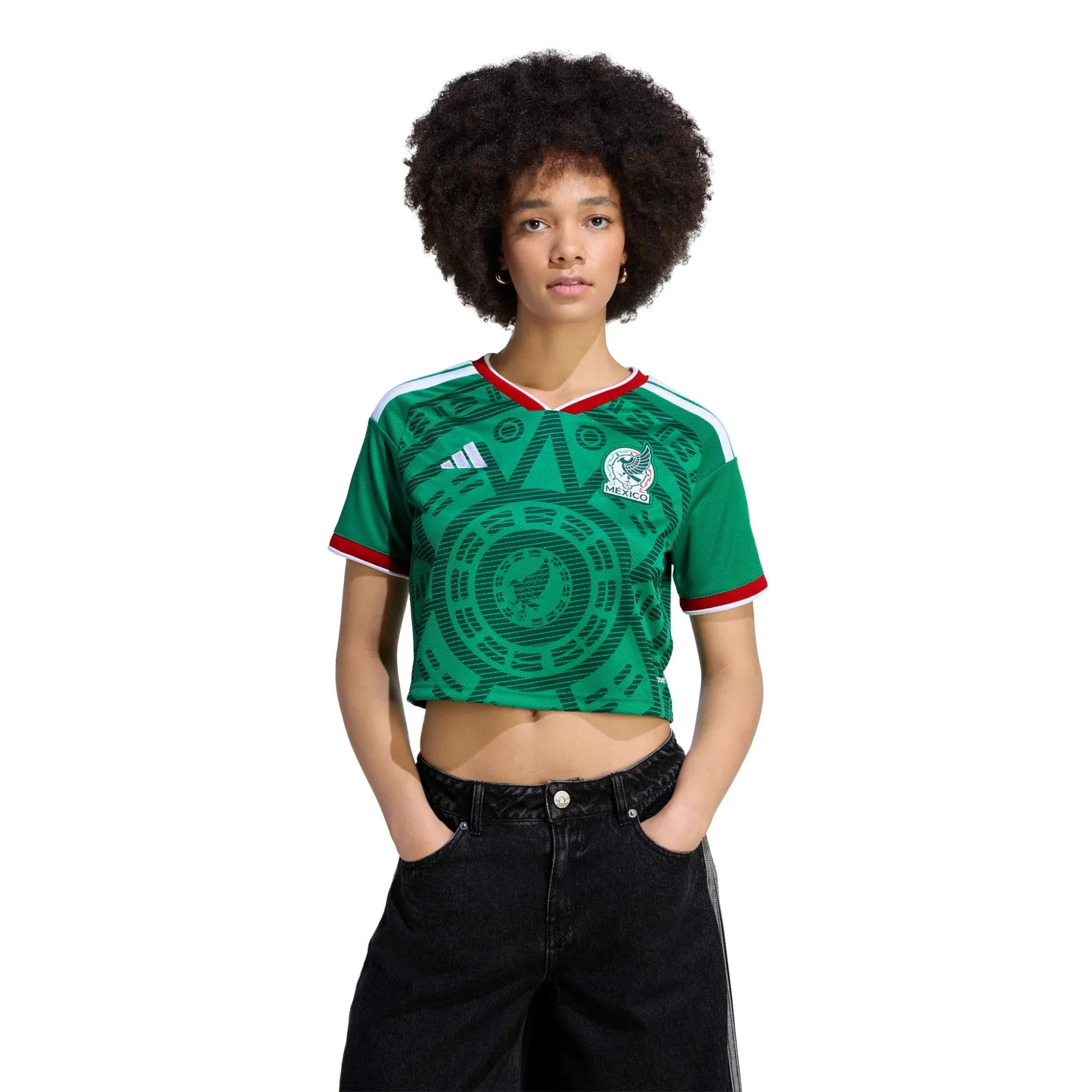 adidas 2026 Mexico Women's Stadium Home Cropped Soccer Jersey - Image 3