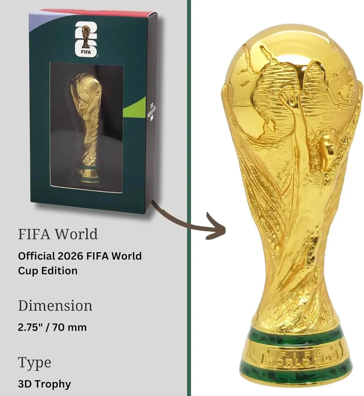 FIFA World Cup 3D 3-Inch Trophy Replica - Image 2