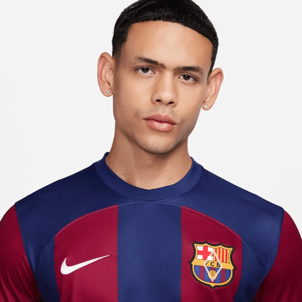 Nike 2023-24 Barcelona Men's Stadium Home Long Sleeve Jersey - Image 2