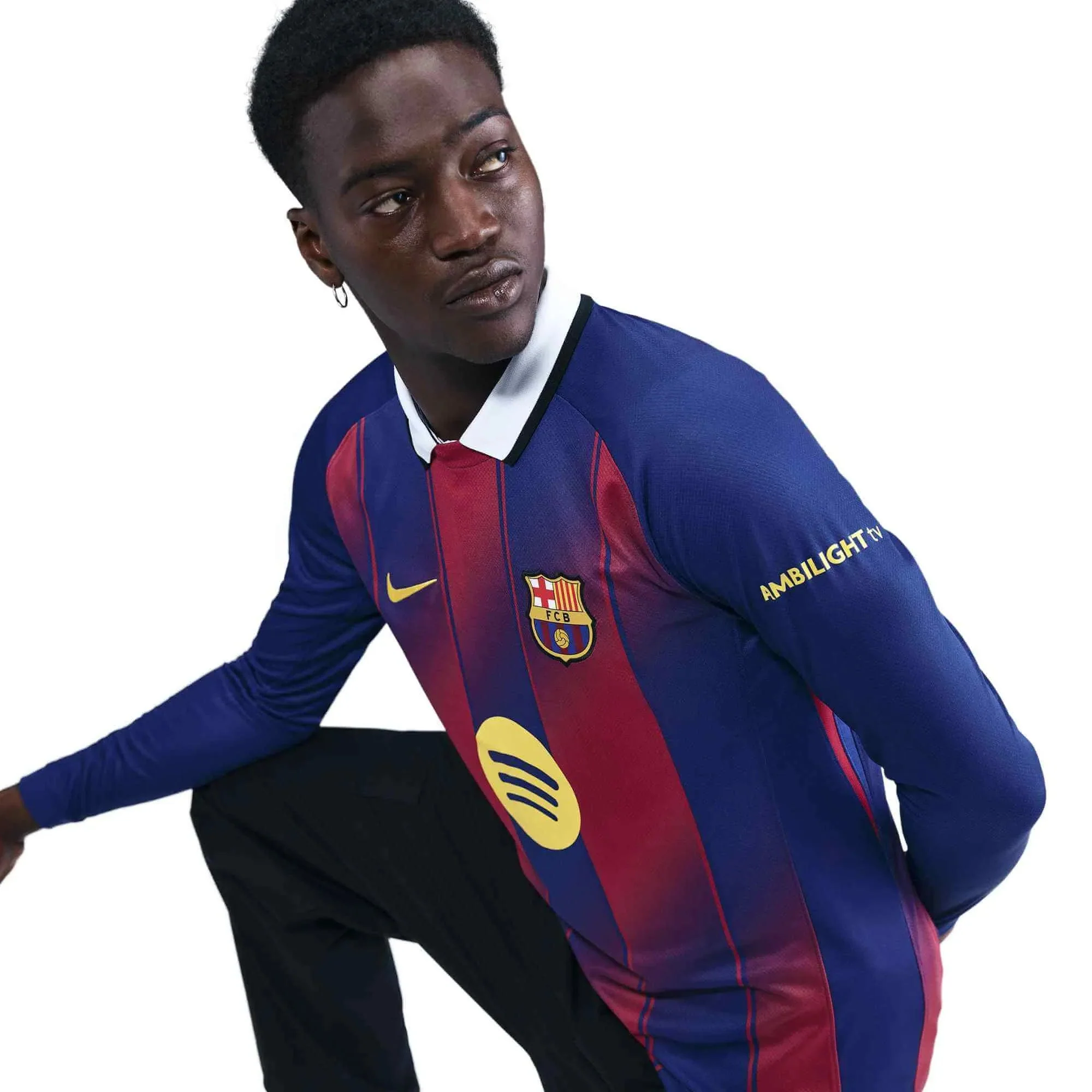 Nike 2025-26 Barcelona Men's Stadium Home Long-Sleeve Soccer Jersey - Image 4
