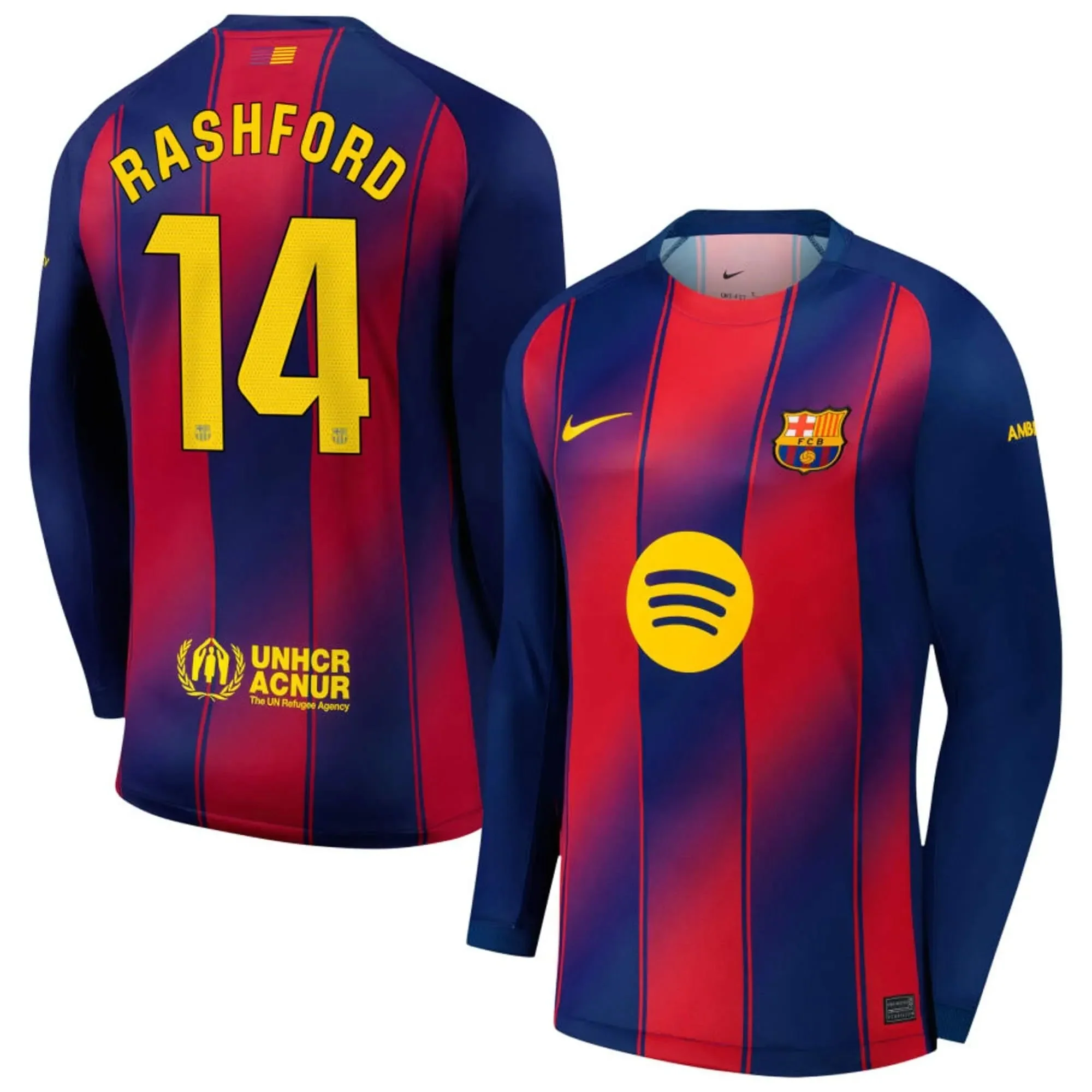 Nike 2025-26 Barcelona Men's Stadium Home Long-Sleeve Soccer Jersey - Image 7