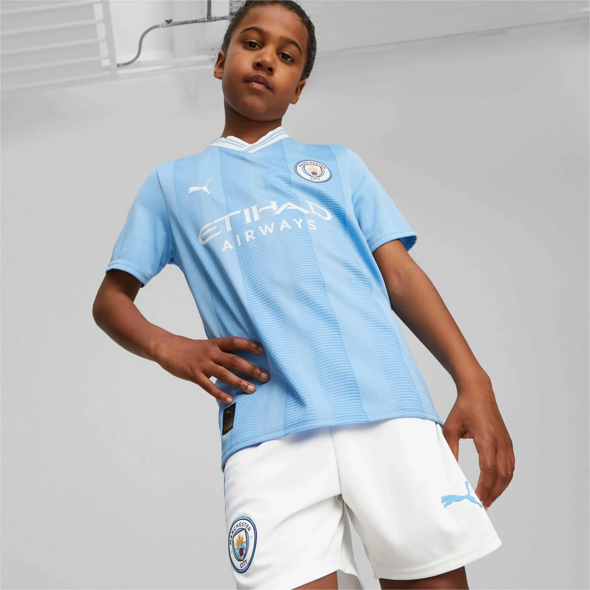Puma 2023-24 Manchester City Youth Stadium Home Jersey - Image 3