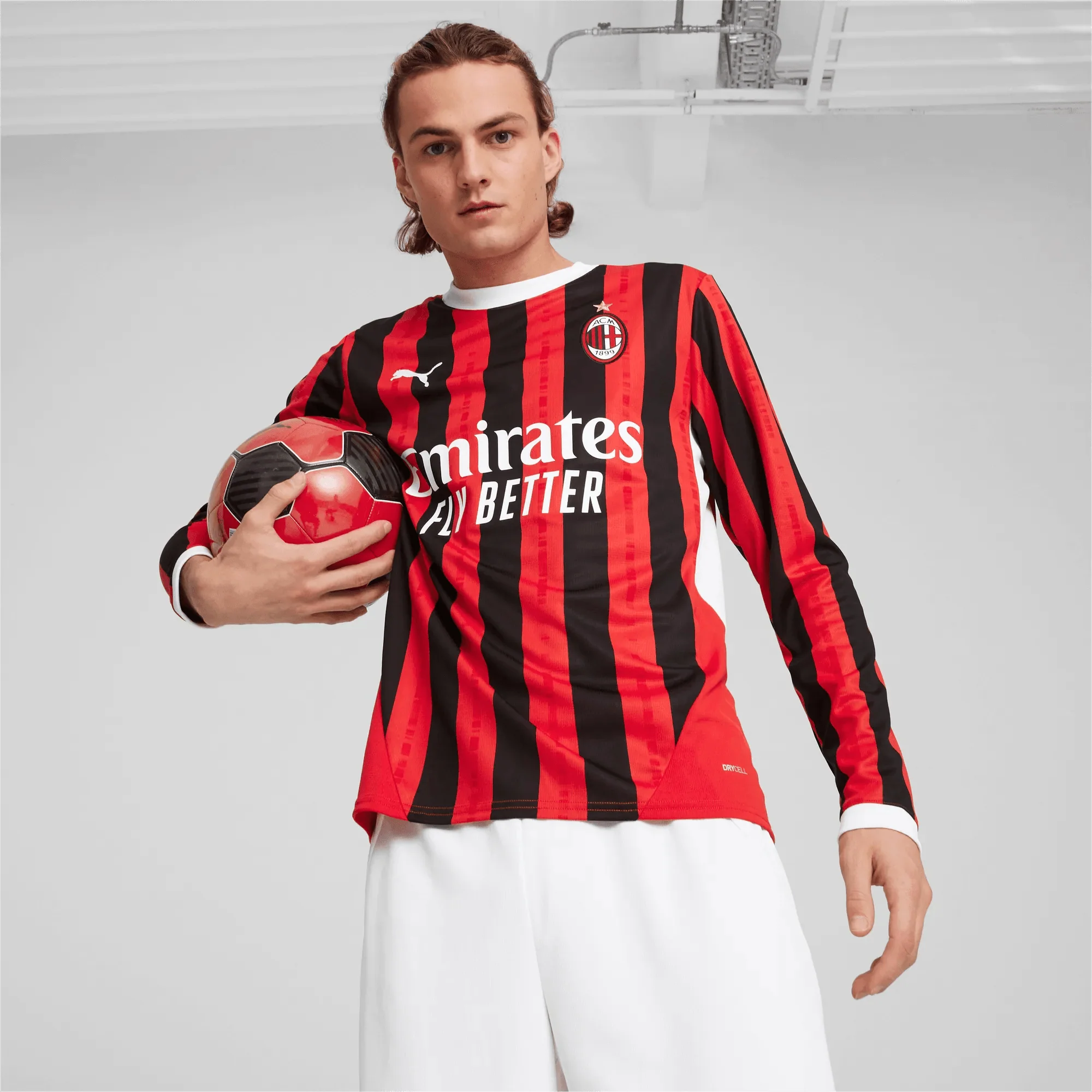 Puma 2024-25 AC Milan Men's Stadium Home Long-Sleeve Jersey - Image 3