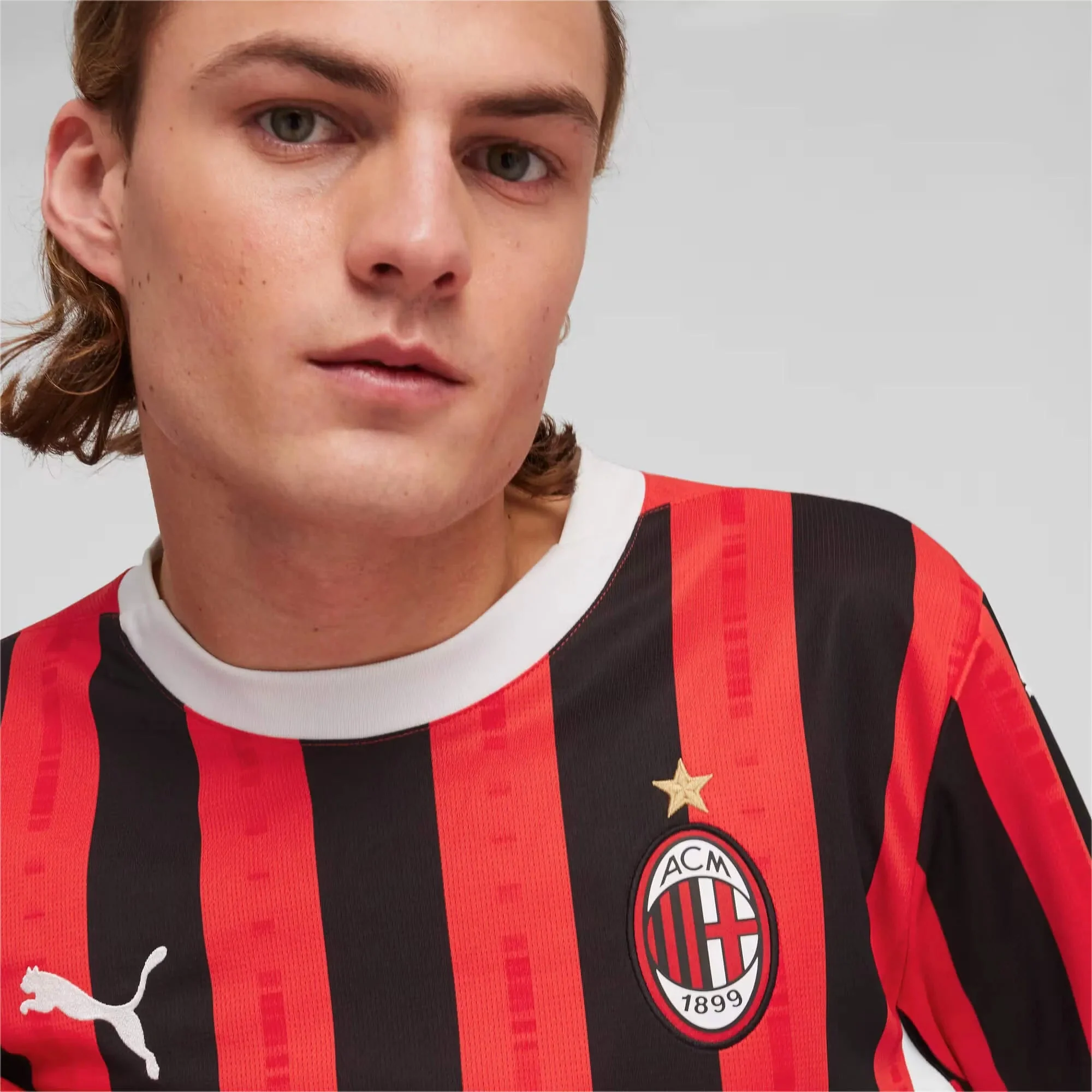Puma 2024-25 AC Milan Men's Stadium Home Long-Sleeve Jersey - Image 5