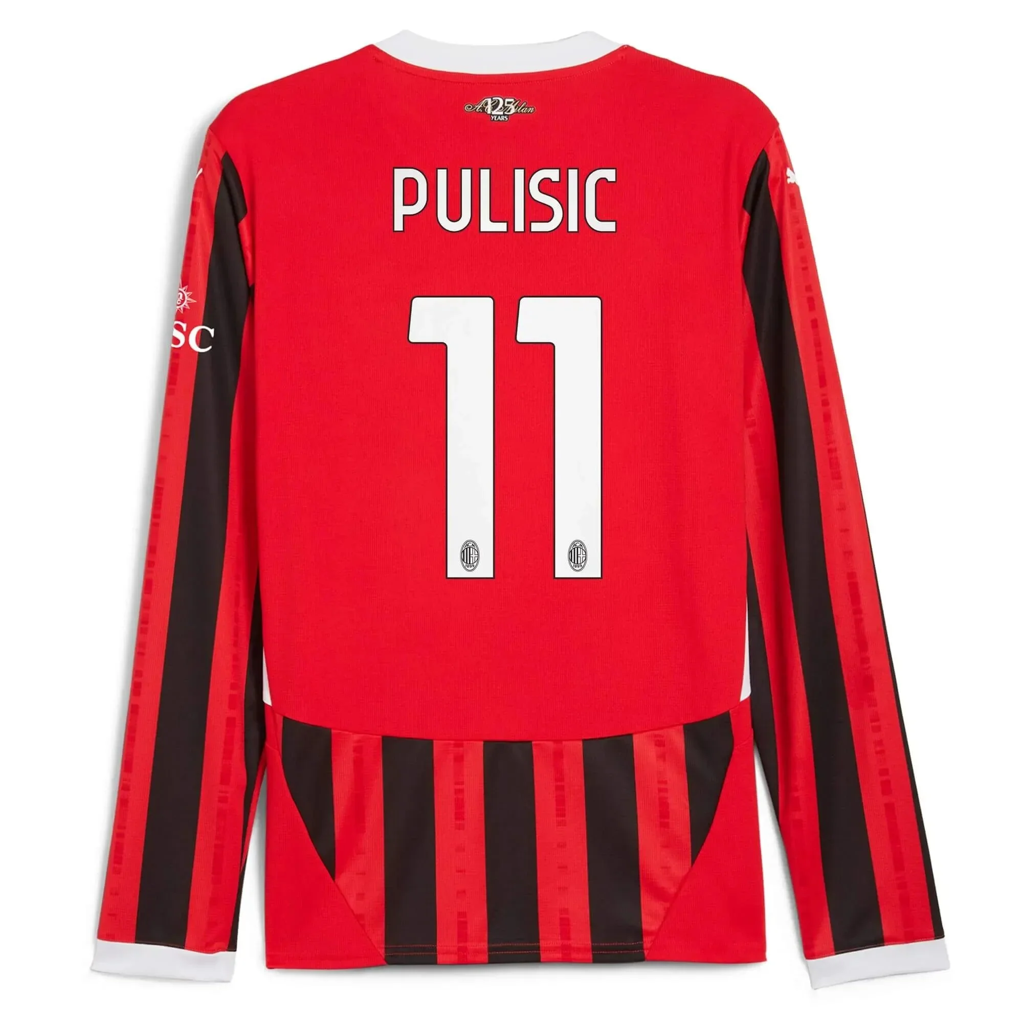 Puma 2024-25 AC Milan Men's Stadium Home Long-Sleeve Jersey - Image 7