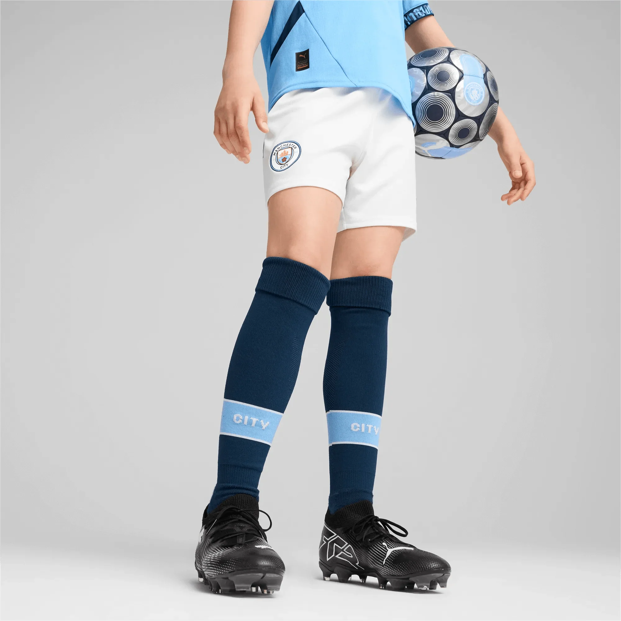 Puma 2024-25 Manchester City Youth Stadium Home Shorts - Image 3