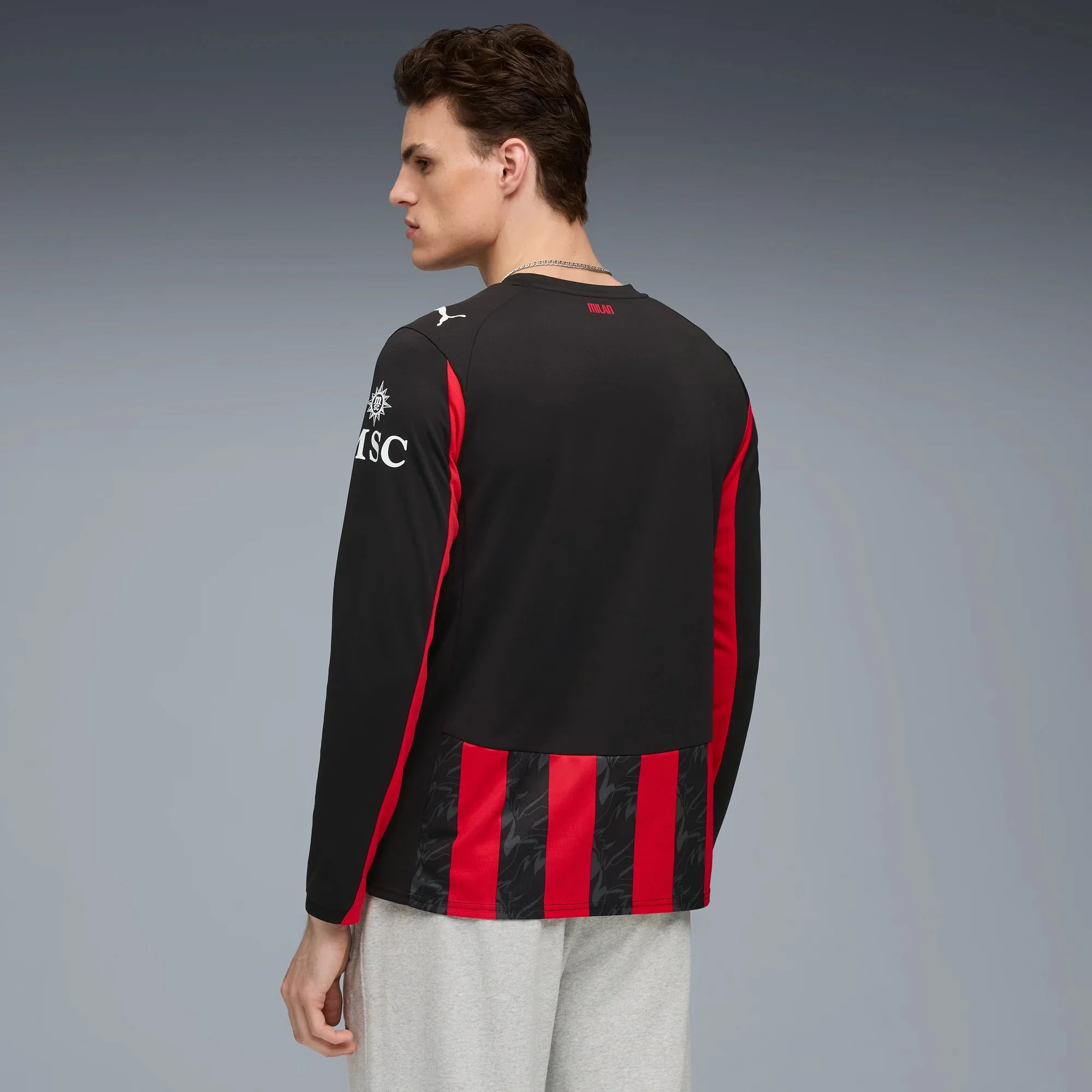 Puma 2025-26 AC Milan Men's Stadium Home Long-Sleeve Soccer Jersey - Image 4
