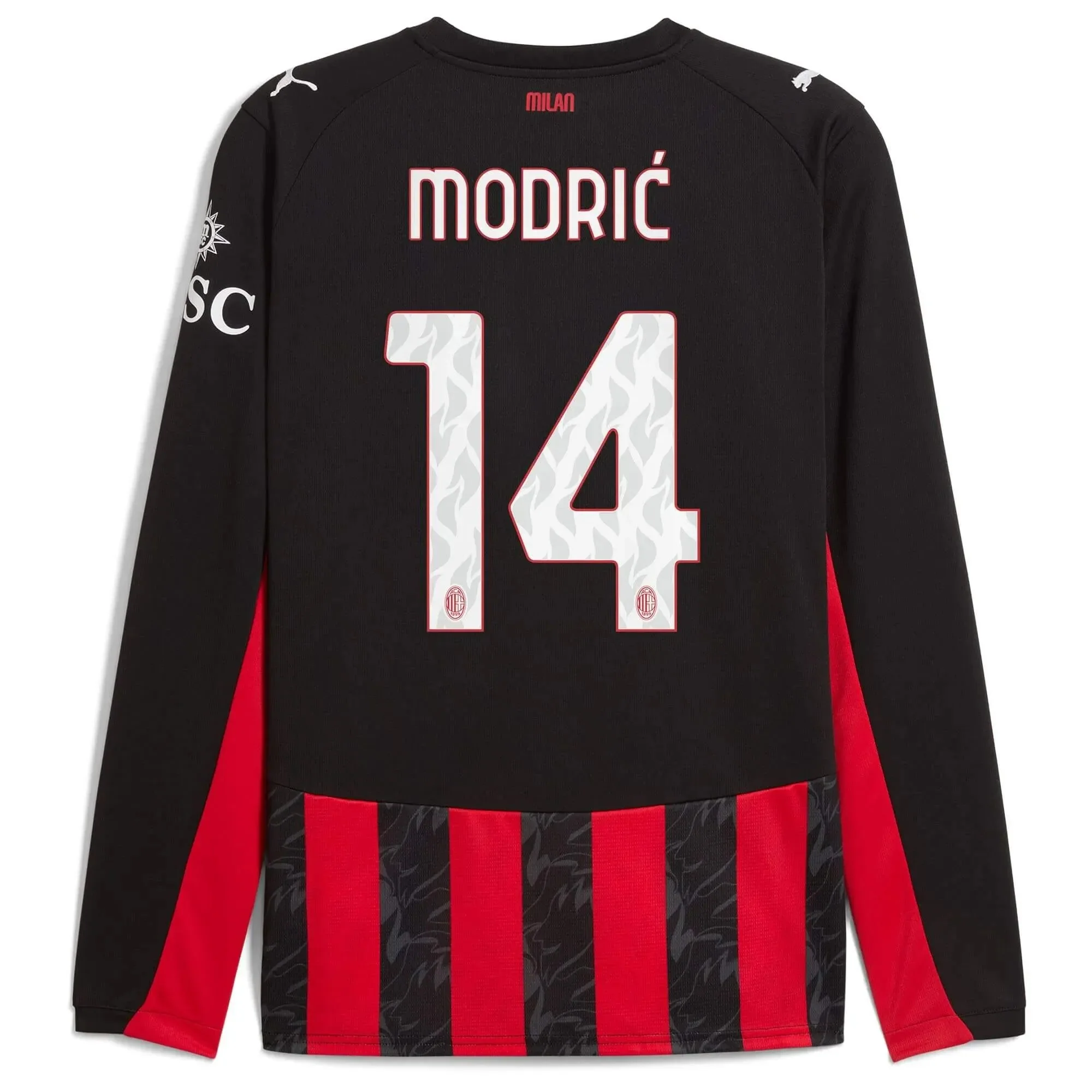 Puma 2025-26 AC Milan Men's Stadium Home Long-Sleeve Soccer Jersey - Image 8