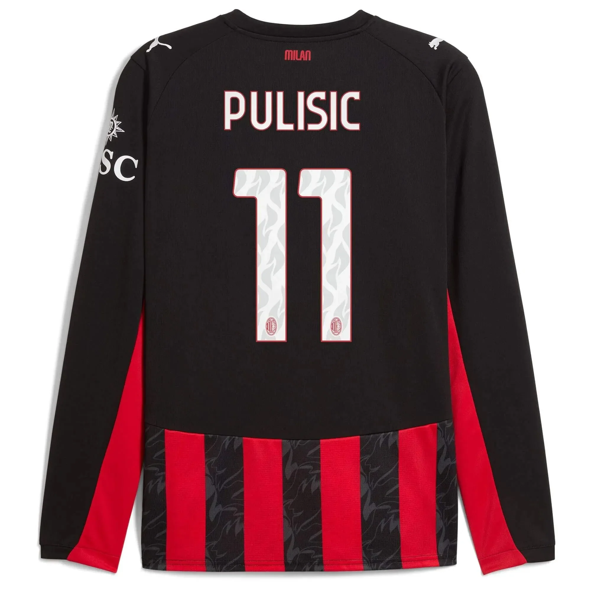 Puma 2025-26 AC Milan Men's Stadium Home Long-Sleeve Soccer Jersey - Image 9