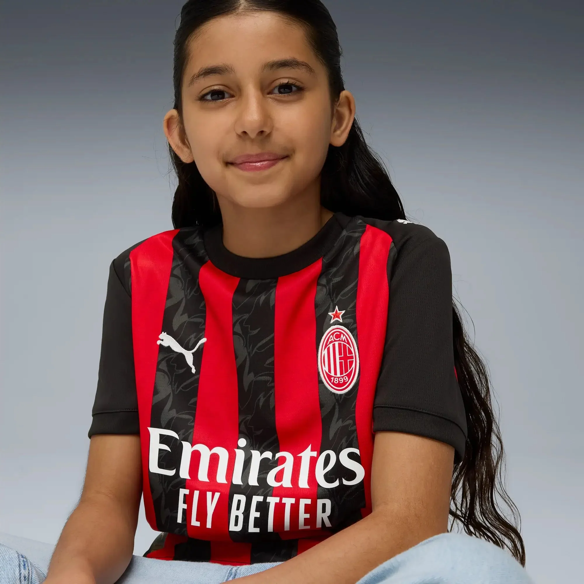 Puma 2025-26 AC Milan Youth Stadium Home Soccer Jersey - Image 5