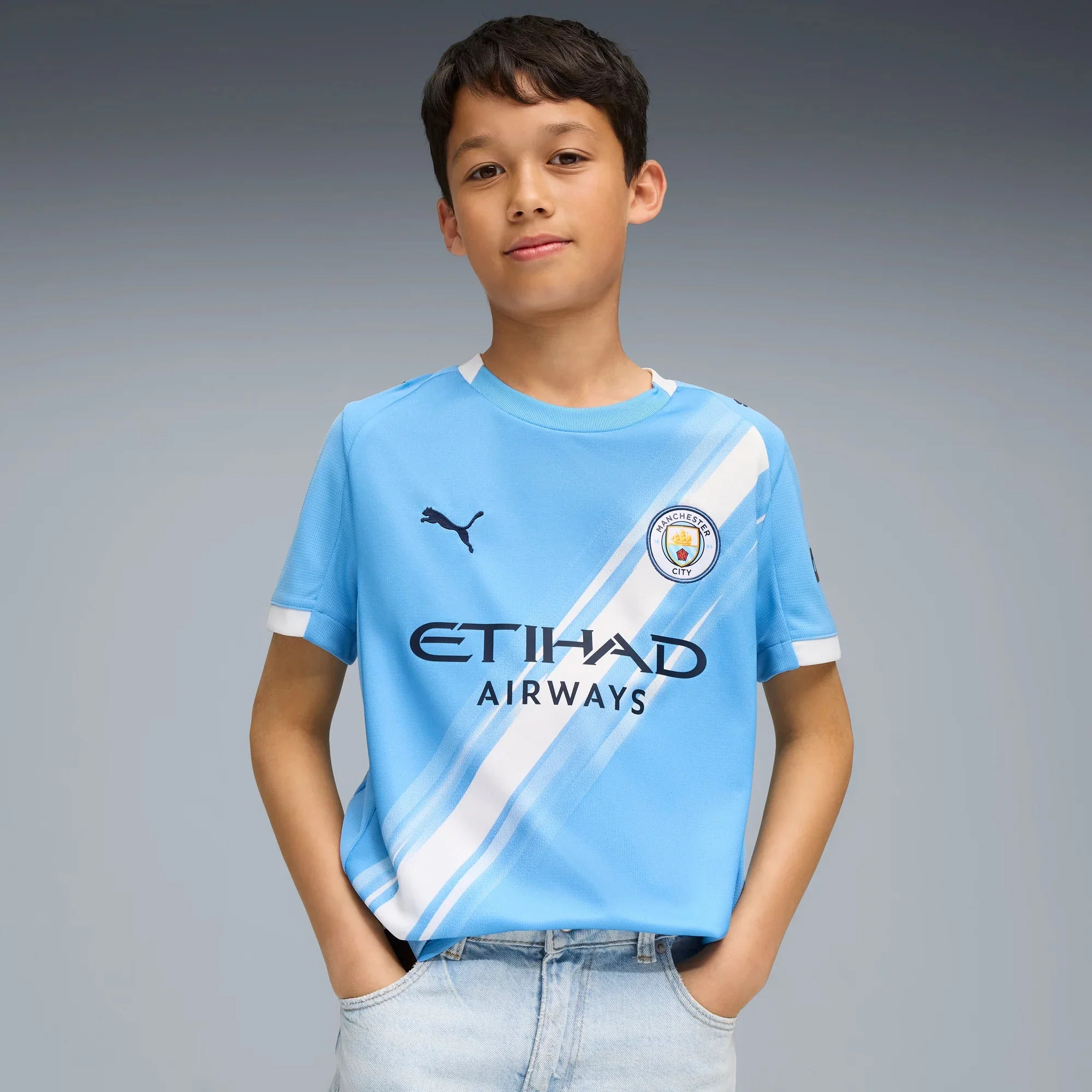 Puma 2025-26 Manchester City Youth Stadium Home Soccer Jersey - Image 3