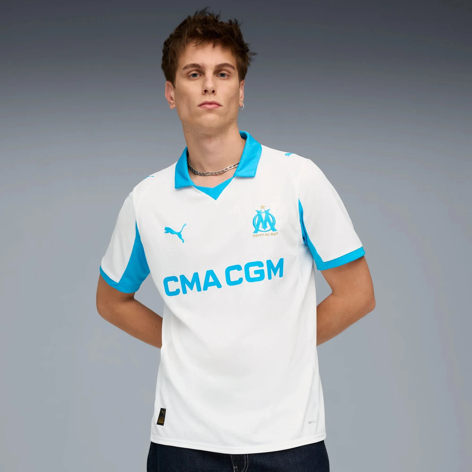 Puma 2025-26 Olympique de Marseille Men's Stadium Home Soccer Jersey - Image 3