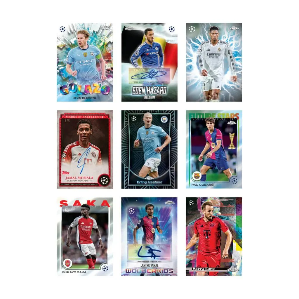 Topps 2024-25 Chrome UEFA Club Competitions Cards Hobby PACK (4 Cards Each) - Image 2
